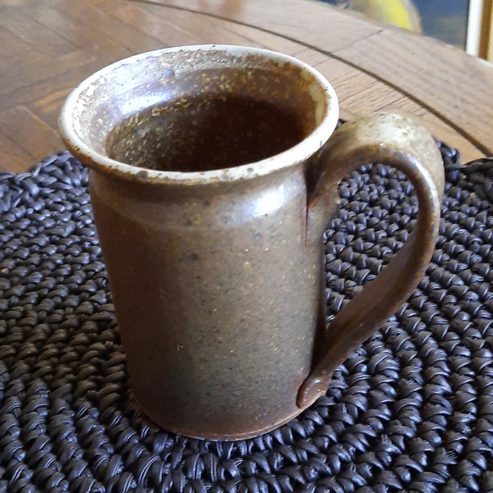 Custom Made Pottery Cup with Fisherman with Fish